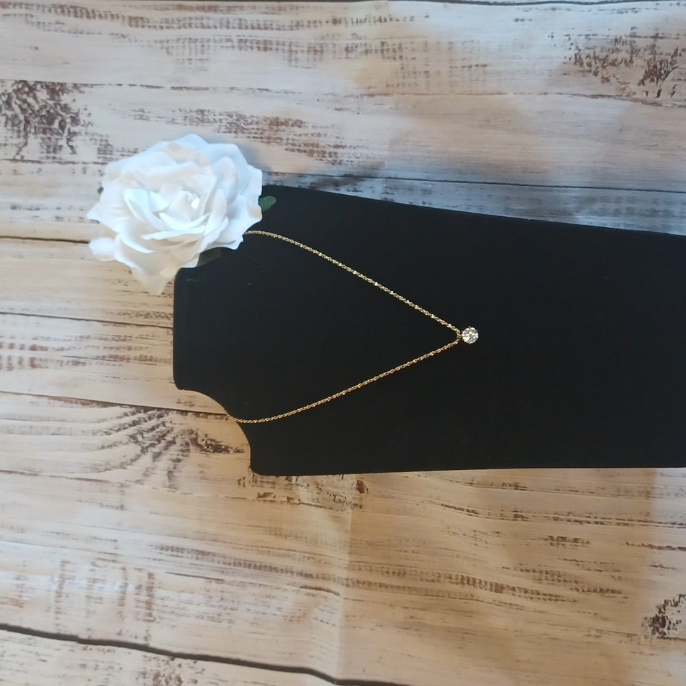 goldtone and faux diamond necklace